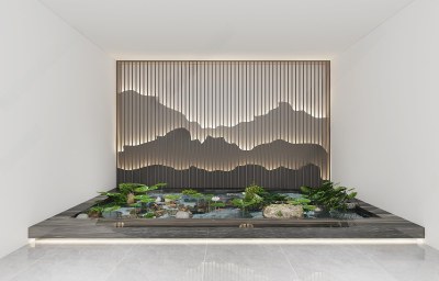 中式金鱼池景观造景3D模型下载